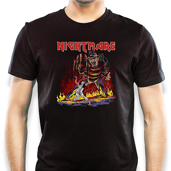 Camiseta Nightmare tamanho adulto com mangas curtas na cor Preta Premium