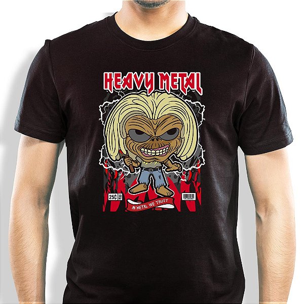 Camiseta In Metal We Trust amanho adulto com mangas curtas na cor Preta Premium