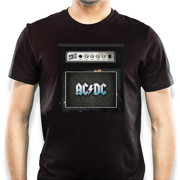 Oferta Relâmpago - Camiseta rock AC/DC Back Tracks adulto masculina com mangas curtas na cor preta Rock Classics