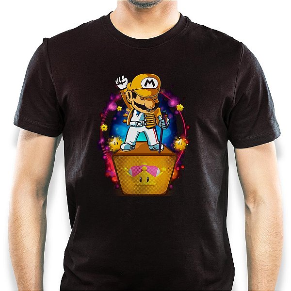 Camiseta Mario Mercury tamanho adulto com mangas curtas na cor Preta Premium