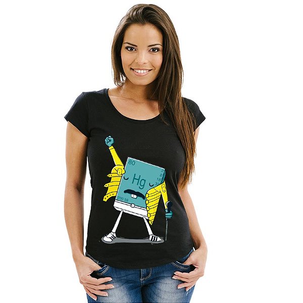 Oferta Relâmpago - Camiseta Preta Feminina M Elemento Mercúrio Premium