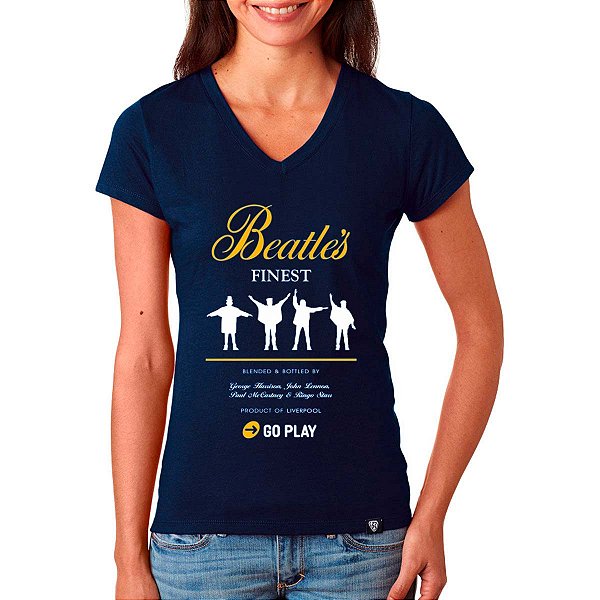 Oferta Relâmpago - Camiseta G Feminina Azul Marinho Beatles Finest Premium