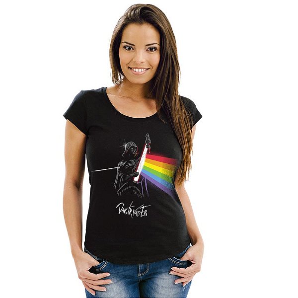 Oferta Relâmpago - Camiseta M Feminina Preta Dark Side of the Dark Side Premium