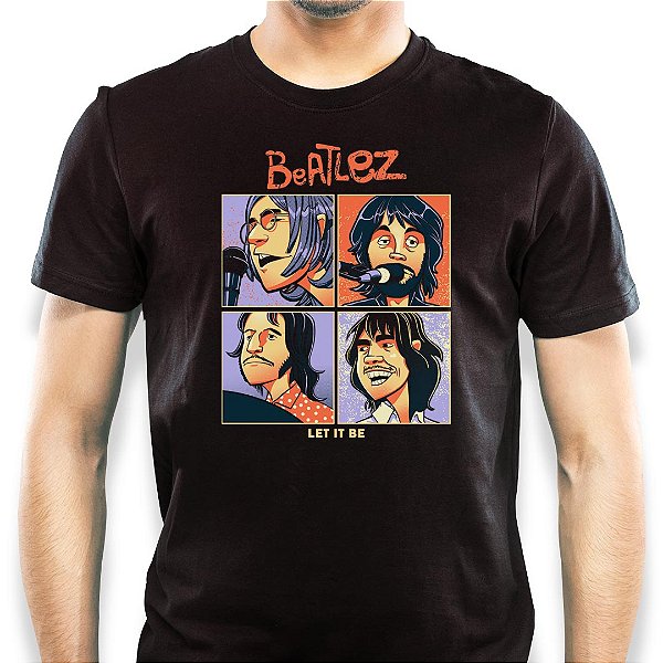 Camiseta Beatles Gorillaz adulto com mangas curtas na cor Preta Premium