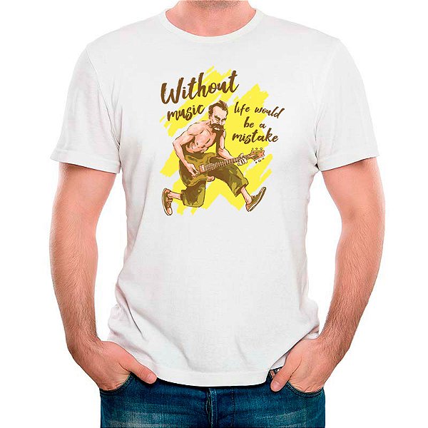 Camiseta Nietzsche Without music life would be a mistake na cor Branca Premium