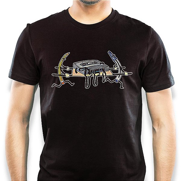 Camiseta SOS Tape adulto com mangas curtas na cor Preta Premium