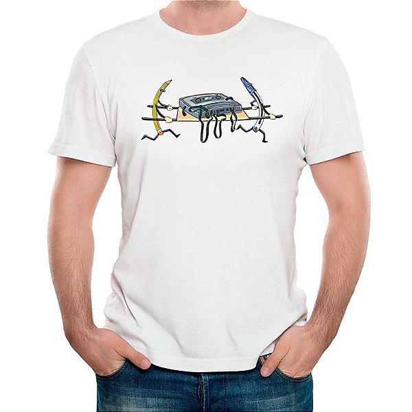 Camiseta SOS Tape tamanho adulto com mangas curtas na cor Branca Premium