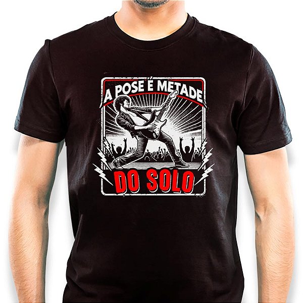 Camiseta A pose é metade do solo para adulto com mangas curtas na cor Preta