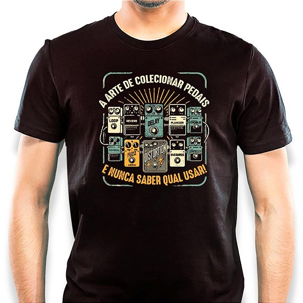 Camiseta A arte de colecionar pedais para adulto com mangas curtas na cor Preta