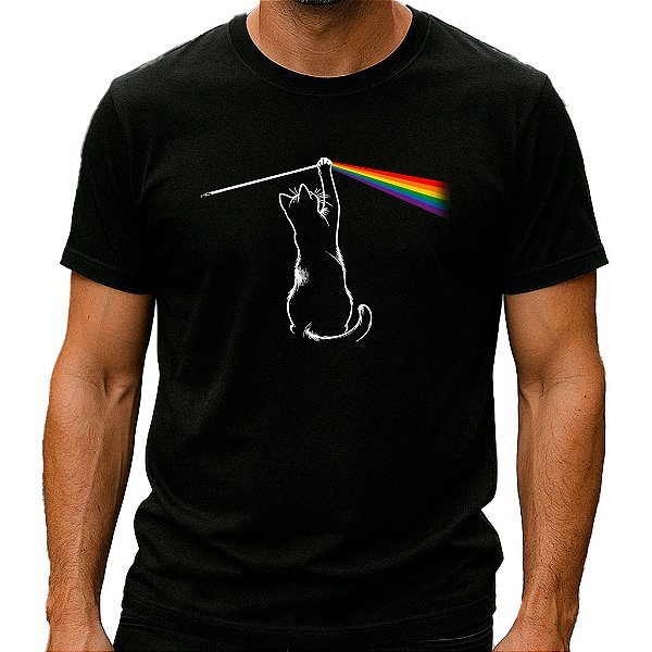 Camiseta Dark Side of the Cat para adulto com mangas curtas na cor Preta
