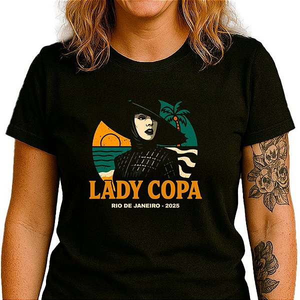 Camiseta Lady Gaga Lady Copa para adulto com mangas curtas na cor Preta