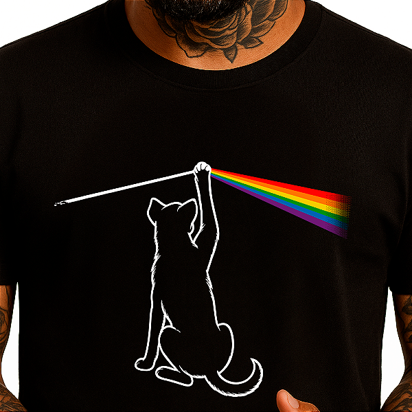Camiseta Dark Side of the Dog para adulto com mangas curtas na cor Preta