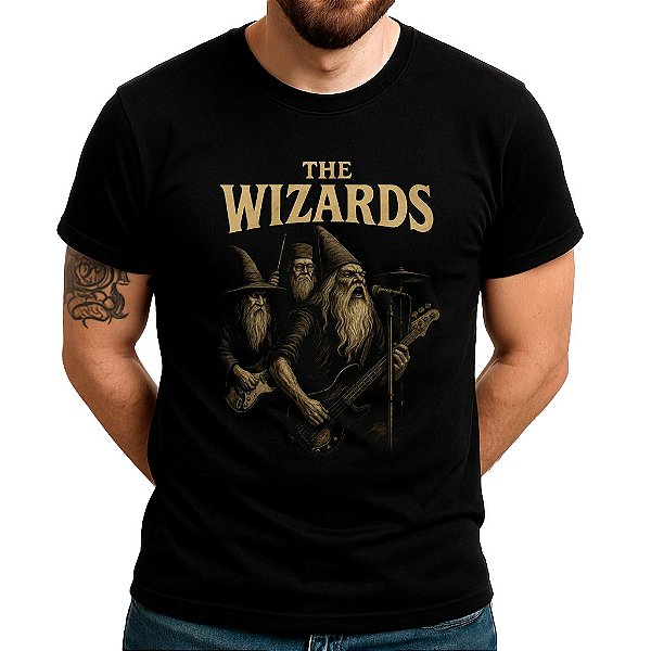 Camiseta The Wizards Magic Power Trio para adulto com mangas curtas na cor Preta