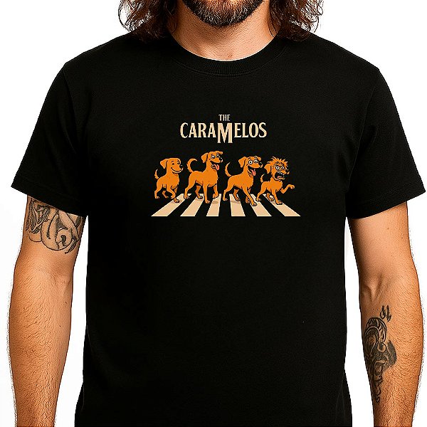 Camiseta Rock The Caramelos com mangas curtas na cor preta