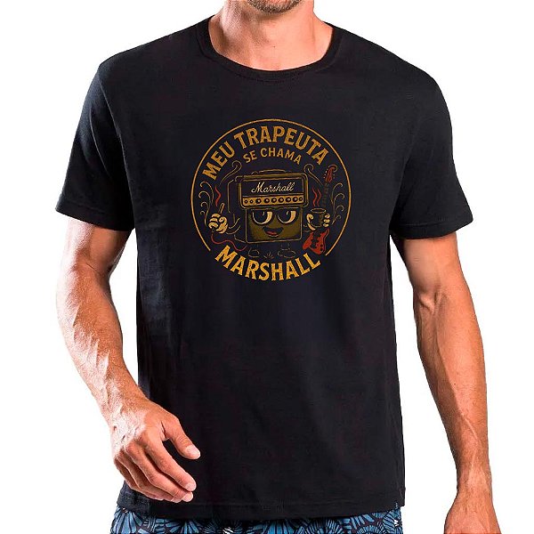 Camiseta preta meu terapeuta Marshall tamanho adulto com mangas curtas na cor preta