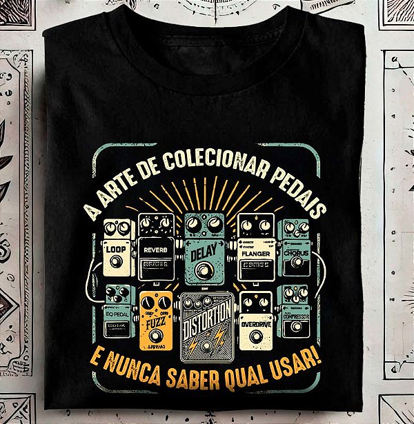 Oferta Relâmpago - Camiseta XG Masculina Preta A arte de colecionar pedais Premium