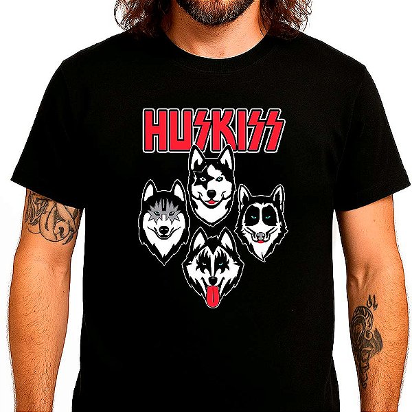 Camiseta Huskiss tamanho adulto com mangas curtas na cor preta premium