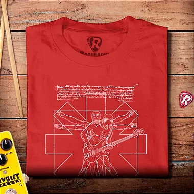 Oferta Relâmpago - Camiseta premium Flea Baixista Vitruviano Vermelha P e G Masculina