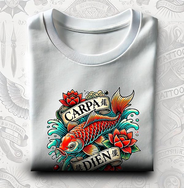 Camiseta Carpa Dien tamanho adulto na cor branca premium