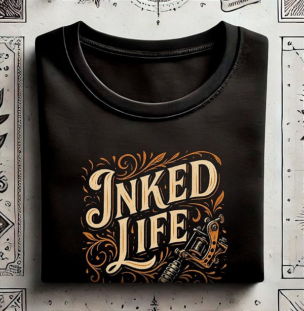 Camiseta Inked Life tamanho adulto na cor preta premium