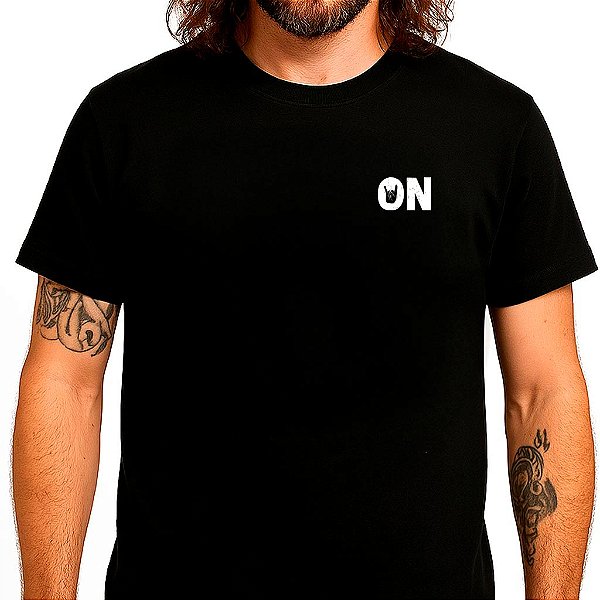 Camiseta Rock on com mangas curtas na cor preta premium