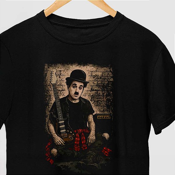 Camiseta cinema mudo Grunge para adulto com mangas curtas na cor Preta premium