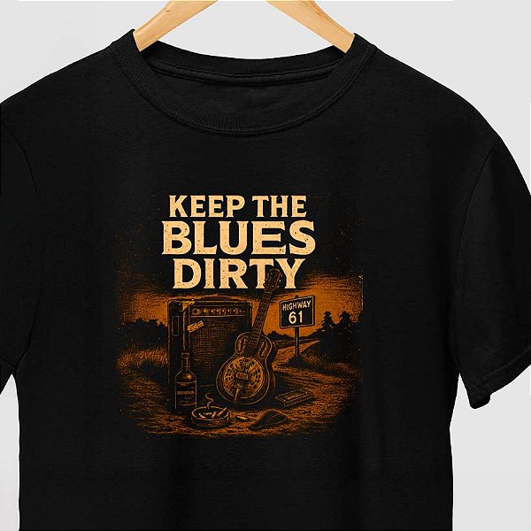 Camiseta Keep the Blues Dirty para adulto com mangas curtas na cor Preta premium