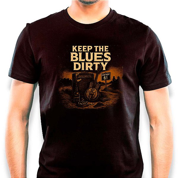 Camiseta Keep the Blues Dirty para adulto com mangas curtas na cor Preta premium