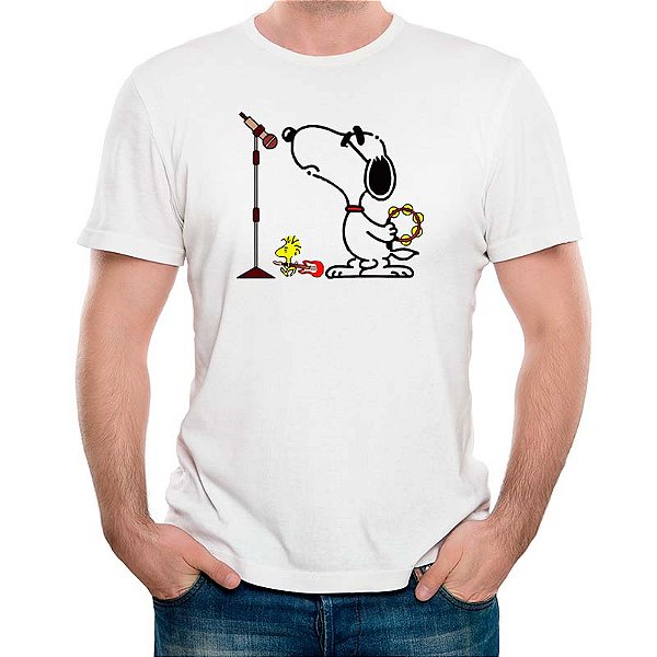 Camiseta Oasis Snoopy tamanho adulto na cor branca com mangas curtas premium