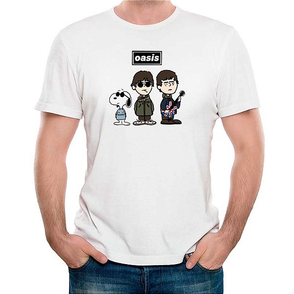 Camiseta Oasis irmãos Gallagher tamanho adulto na cor branca com mangas curtas premium