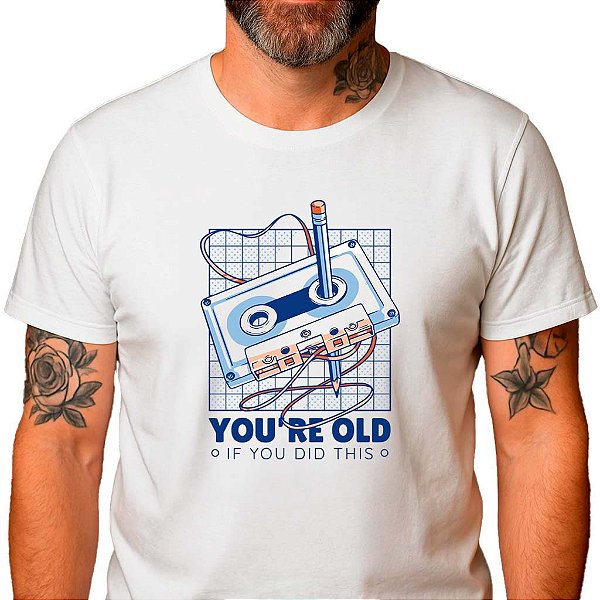 Camiseta Nostalgia Cassete com mangas curtas na cor branca premium