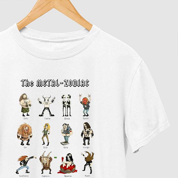 Camiseta Signos do Rock com mangas curtas na cor branca premium