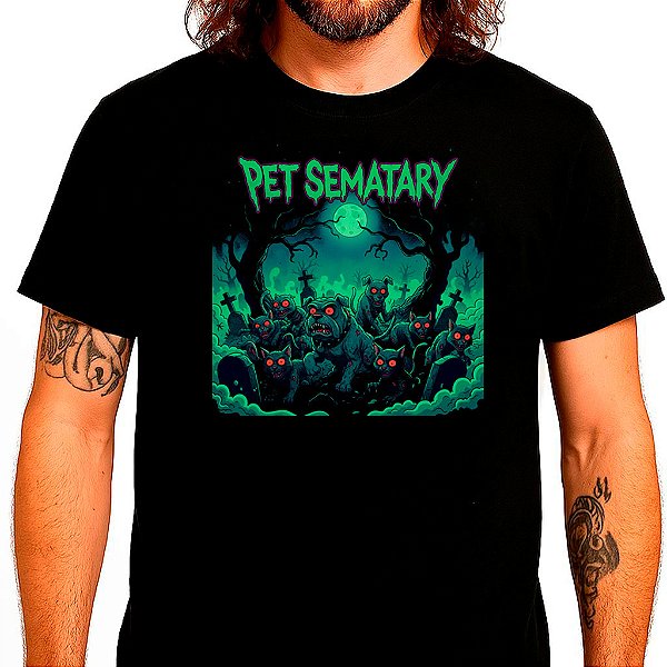 Camiseta Pet Sematary adulto na cor preta com mangas curtas premium
