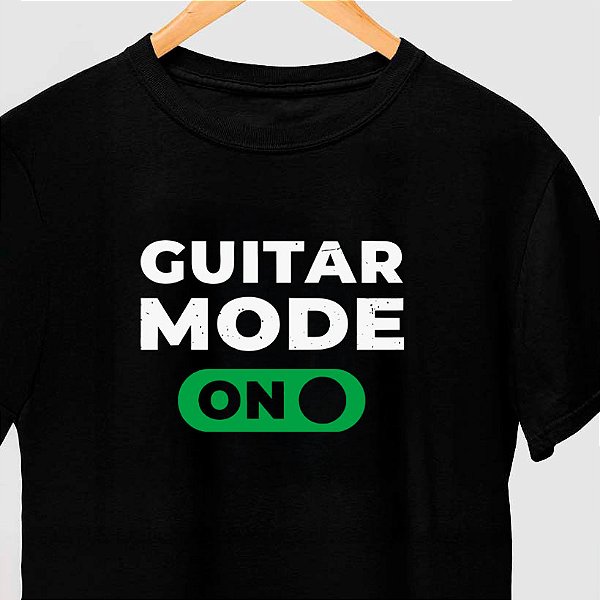 Camiseta Guitar Mode On com mangas curtas na cor preta premium