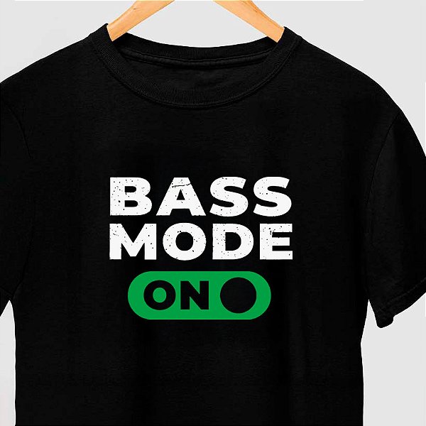 Camiseta Bass Mode On com mangas curtas na cor preta premium