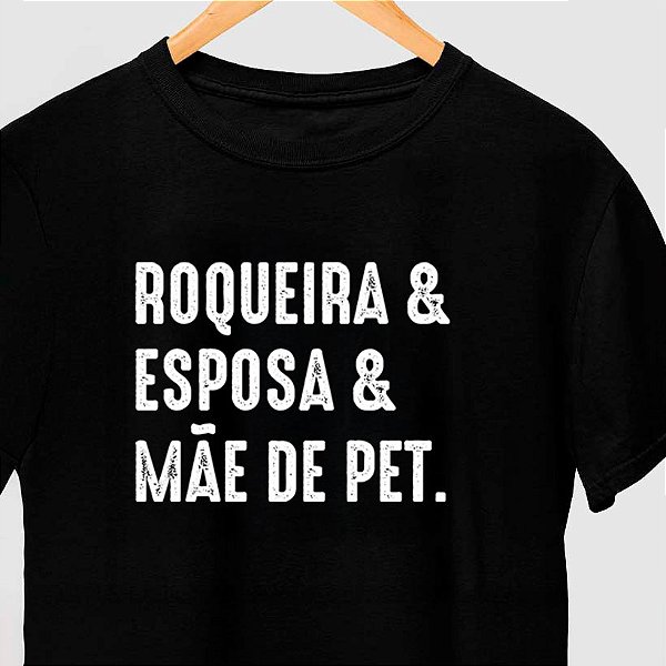 Camiseta Mãe de Pet Feminina com mangas curtas na cor preta premium