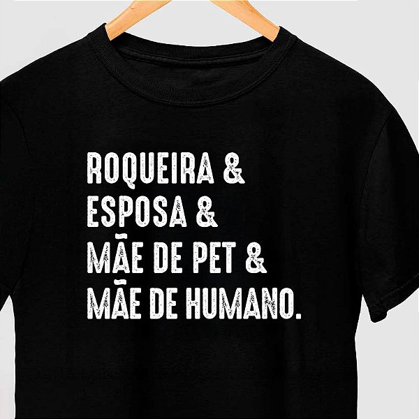 Camiseta Mãe de Humano Feminina com mangas curtas na cor preta premium
