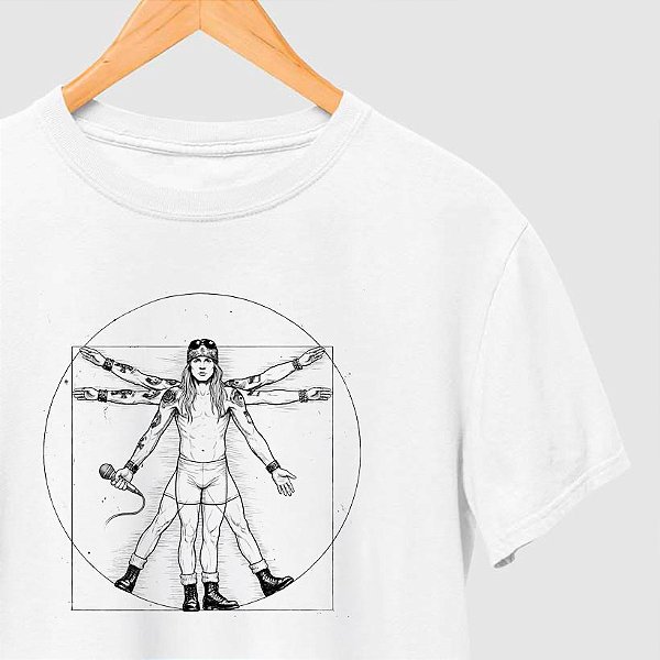 Camiseta Axl Vitruviano na cor branca com mangas curtas premium