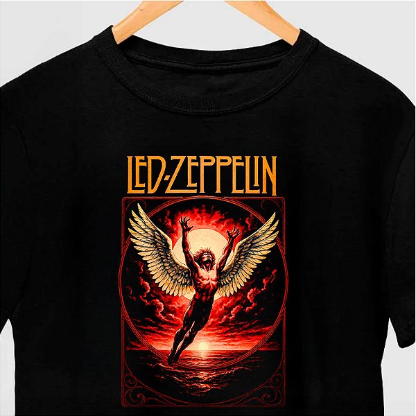 Camiseta Led Anjo tamanho adulto com mangas curtas na cor Preta Premium