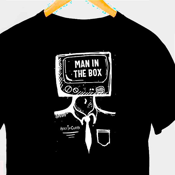 Camiseta rock Alice in Chains Main in the Box tamanho adulto com mangas curtas na cor Preta Premium