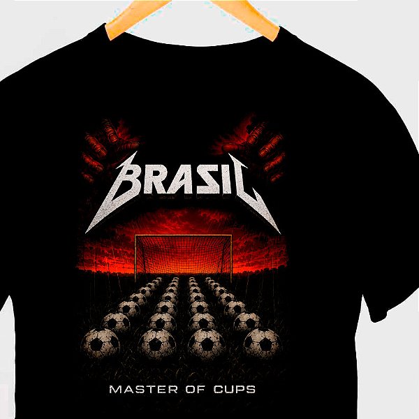 Camiseta Brasil Master of Cups preta com com mangas curtas premium