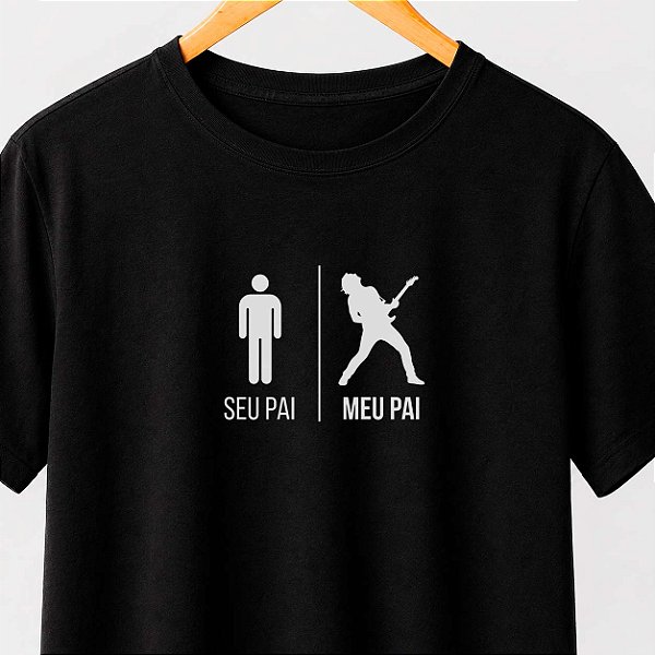 Camiseta seu pai meu pai guitarrista masculina preta de mangas curtas premium