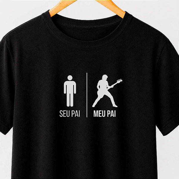Camiseta seu pai meu pai baixista masculina preta de mangas curtas premium