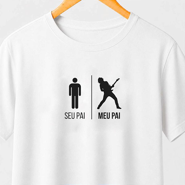 Camiseta seu pai meu pai baixista masculina branca de mangas curtas premium