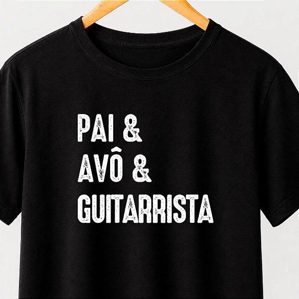 Camiseta Pai Avo e Guitarrista masculina preta de mangas curtas premium