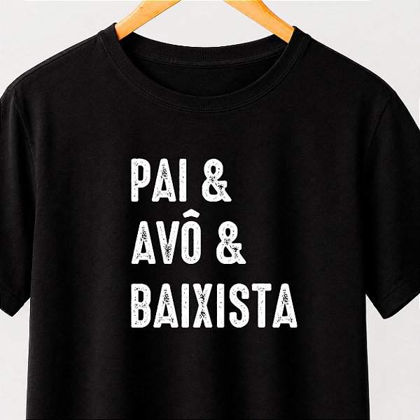 Camiseta Pai Avô e Baixista masculina preta de mangas curtas premium
