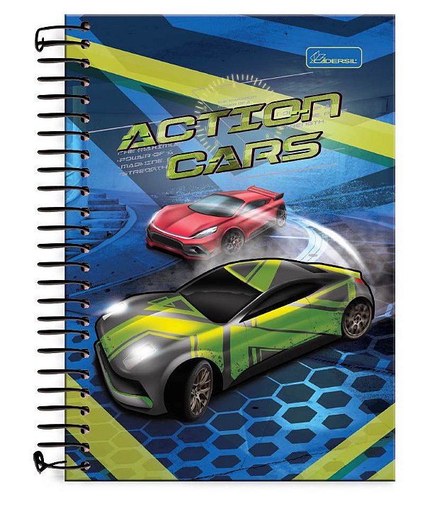 Caderno ¼ capa dura Action Cars AC1404