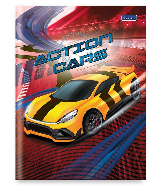Caderno Capa Dura Costurado Brochura ¼ Action Cars ACB1402