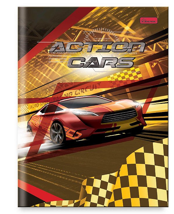 Caderno Capa Dura Costurado Brochura ¼ Action Cars ACB1403
