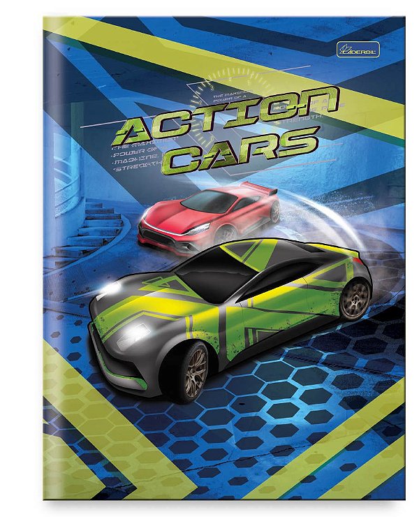 Caderno Capa Dura Costurado Brochura ¼ Action Cars ACB1404